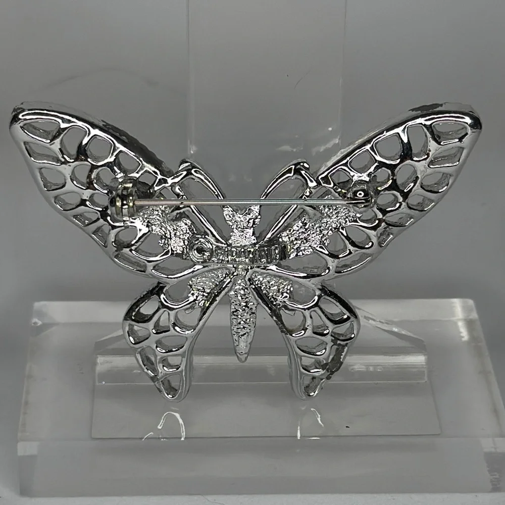 Elegant Silver Butterfly Brooch